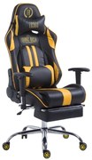 Cadeira Gaming Limit V2 em imitação de pele com apoio para os pés preto/amarelo