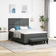 vidaXL Cama Box Spring com Colchão &amp; Banco Cinza Escuro 140x190 cm Tecido