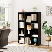 Estante com 11 cubos 74 x 24 x 105 cm para livros vertical ou horizontal em madeira preta