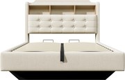 Cama estofada 140 × 200 cm, Bege | AOSOM Portugal