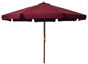 vidaXL Guarda-sol de exterior com poste em madeira 330 cm bordô