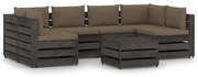 7 pcs conj. lounge jardim + almofadões madeira impreg. cinzento