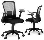 Cadeira de escritório ergonômica de malha com encosto alto e suporte lombar ajustável - preta