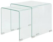 vidaXL Conjunto mesas de encastrar 2 pcs vidro temperado transparente