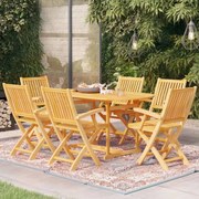 vidaXL 7 pcs conjunto de jantar para jardim madeira de teca maciça