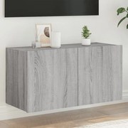 vidaXL Móvel de parede p/ TV c/ luzes LED 80x35x41 cm cinzento sonoma
