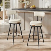 Conjunto de 2 bancos de bar em couro sintético 54 x 54 x 91 cm Coleção EKHO  branco creme