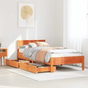 vidaXL Cama sem colchão 100x200 cm pinho maciço castanho-mel
