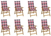 vidaXL Cadeiras de jardim dobráveis c/ almofadões 8 pcs acácia maciça