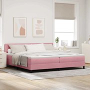 Cama Box com Colchão vidaXL Rosa 200x200 cm Veludo