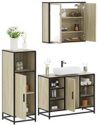 vidaXL 3 pcs conj. móveis casa banho derivados madeira carvalho sonoma