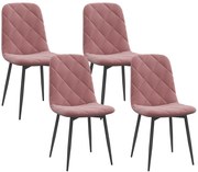 HOMCOM Cadeiras de Jantar 4 Peças Conjunto de Cadeiras de Cozinha com Encosto Veludo Cadeira 45x54x87 cm Rosa | Aosom Portugal