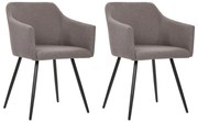 vidaXL Cadeiras de jantar 2 pcs tecido cinzento-acastanhado