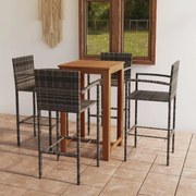 5 pcs conjunto de bar para jardim cinzento