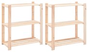 vidaXL 2 unidades arrumação 3 prateleiras 80x38x90cm pinho 150 kg