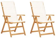 vidaXL Cadeiras jardim reclináveis 2pcs madeira acácia maciça castanho