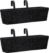 vidaXL Floreiras de pendurar 2 pcs jacinto de água preto