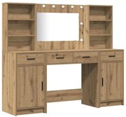 vidaXL Conjunto de Mesa de Vestir com gaveta 3 pcs carvalho artisiano