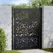 vidaXL Portão de jardim 105x130 cm preto design de folha de aço