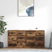 vidaXL Aparadores com gaveta 2 pcs Madeira Antiga 70 x 35,5 x 67,5 cm