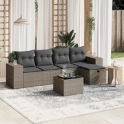 vidaXL 6 pcs conjunto sofás p/ jardim c/ almofadões vime PE cinzento