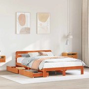 vidaXL Cama sem colchão 135x190 cm madeira pinho maciça castanho-mel