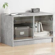 vidaXL Móvel de TV c/ portas de vidro 68x37x42 cm cinza cimento