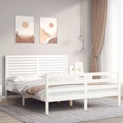 vidaXL Estrutura de cama com cabeceira 160x200 cm madeira maciça