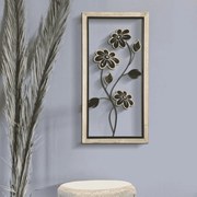 PAINEL DE PAREDE DE FERRO/MADEIRA GIRISH 30X2,5X60 CM CASTANHO E PRETO