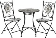 Outsunny Conjunto de Jardim para 2 Pessoas Conjunto para Varanda Mesa Mosaico+Cadeiras Dobráveis Metal Azulejo de Cerâmica Multicolorido | Aosom Portugal
