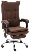 vidaXL Cadeira de escritório c/ função de massagem tecido castanho