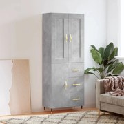 vidaXL Armário alto 69,5x34x180 cm derivados de madeira cinza cimento
