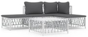 5 pcs conjunto lounge de jardim com almofadões aço branco