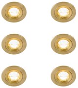Conjunto de 6 focos embutidos modernos dourados redondos IP44 - Xena