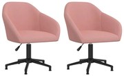 Cadeiras de jantar giratórias 2 pcs veludo rosa