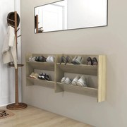 vidaXL Sapateiras de parede 2 pcs 80x18x60cm contrapl. carvalho sonoma