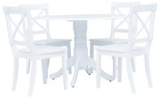 5 pcs conjunto de jantar madeira seringueira maciça branco