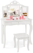 Conjunto de mesa de arte de madeira 2 em 1 para crianças e cavalete de arte com cadeiras, caixas de armazenamento e rolo de papel - cinza