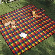 vidaXL Manta de piquenique dobrável 200x200 cm veludo xadrez multicor