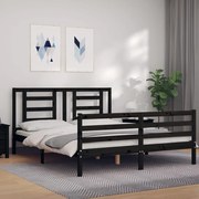 Estrutura de cama King Size com cabeceira madeira maciça preto