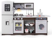 Conjunto de bancada de madeira para crianças com painel perfurado e prateleira de armazenamento