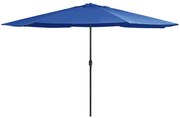 vidaXL Guarda-sol de jardim com poste de metal 390 cm azul-ciano
