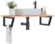 vidaXL Prateleira de parede p/ lavatório aço/madeira carvalho maciça