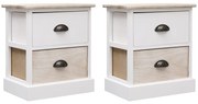 vidaXL Mesas de cabeceira 38x28x45 cm 2 pcs paulownia branco e natural
