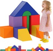 HOMCOM Conjunto de 11 Blocos de Espuma para Crianças Brinquedo de Aprendizagem para Crianças 1-3 Anos 50x50x25 cm Multicor | Aosom Portugal