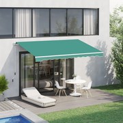 Toldo Manual Retrátil com Manivela 295x245 cm Toldo Enrolável para Janela Portas Balcão Terraço Exterior Verde