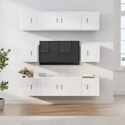 vidaXL 8 pcs conjunto móveis de TV madeira processada branco brilhante