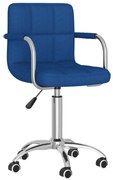 vidaXL Cadeira de jantar giratória tecido azul