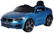 Carro Elétrico infantil BMW 6 GT 12v, módulo de música, banco em pele, pneus de borracha EVA Azul