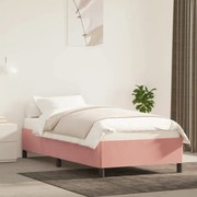 Estrutura de cama 100x200 cm veludo rosa